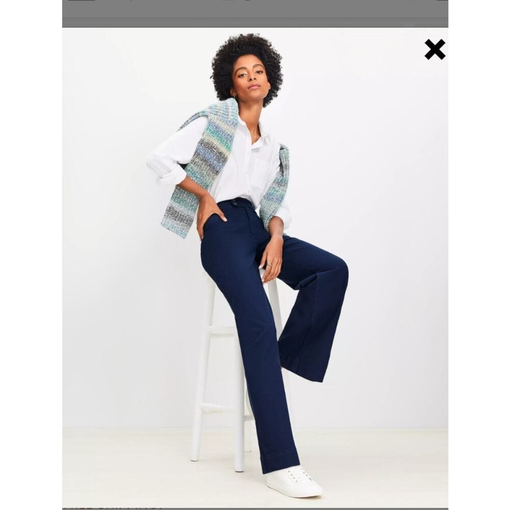 LOFT The Palmer Wide Leg Pants in Deep Space Blue Sz 0 NWOT - Picture 9 of 9